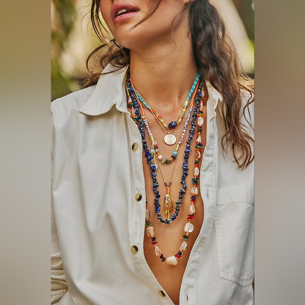 Free People My Magic Layered Multicolor Beaded Necklace Set